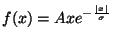 $\displaystyle f(x) = Axe^{-\frac{\vert x\vert}{\sigma}} $