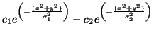 $\displaystyle c_{1}e^{\left( -\frac{(x^{2} + y^{2})}{\sigma_{1}^{2}} \right)} - c_{2}e^{\left( -\frac{(x^{2} + y^{2})}{\sigma_{2}^{2}} \right)} $