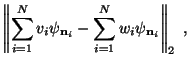 $\displaystyle \left\Vert\sum_{i=1}^N v_i \psi_{{\bf n}_i} - \sum_{i=1}^N w_i \psi_{{\bf n}_i} \right\Vert _2\; ,$