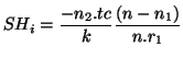 $\displaystyle SH_i= \frac{-n_2.tc}{k} \frac{(n-n_1)}{n.r_1}$